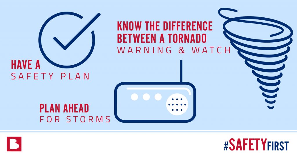 Know the difference between a tornado warning and watch infographic