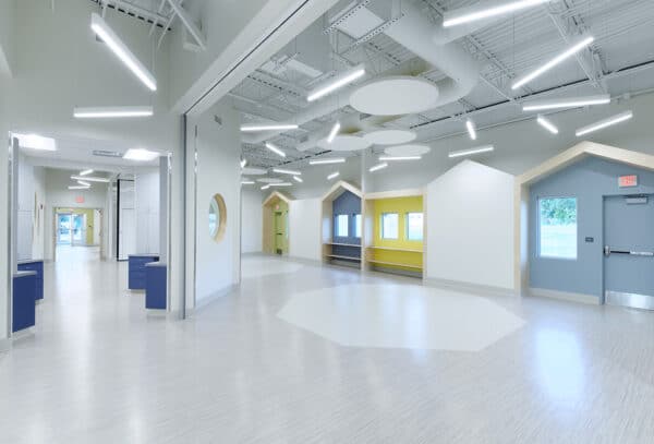 clean modern designed hallways at Noel Primary